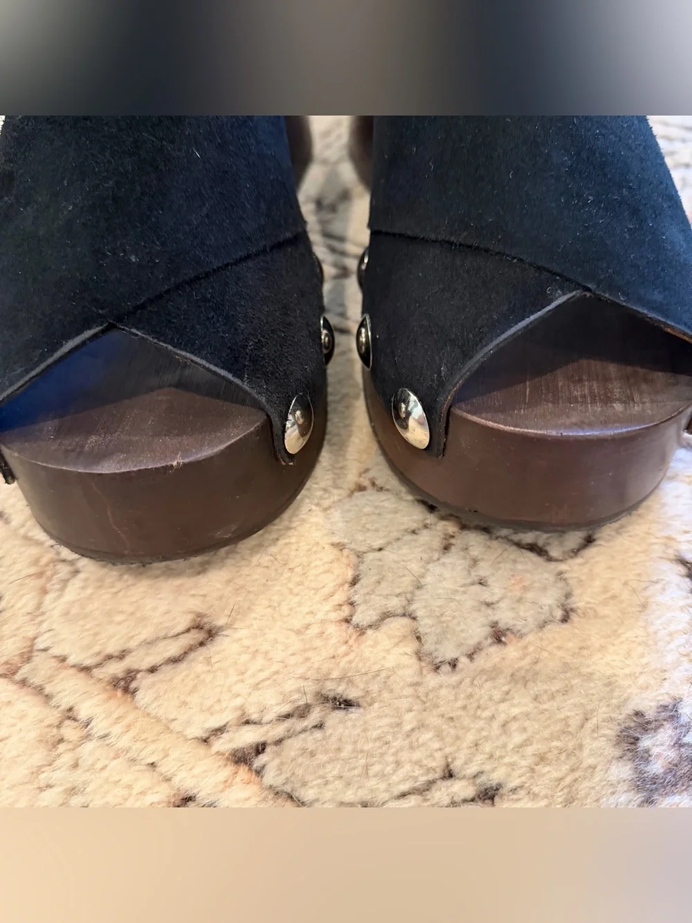 Ganni Black Suede Platform Clog Sandals, 40
